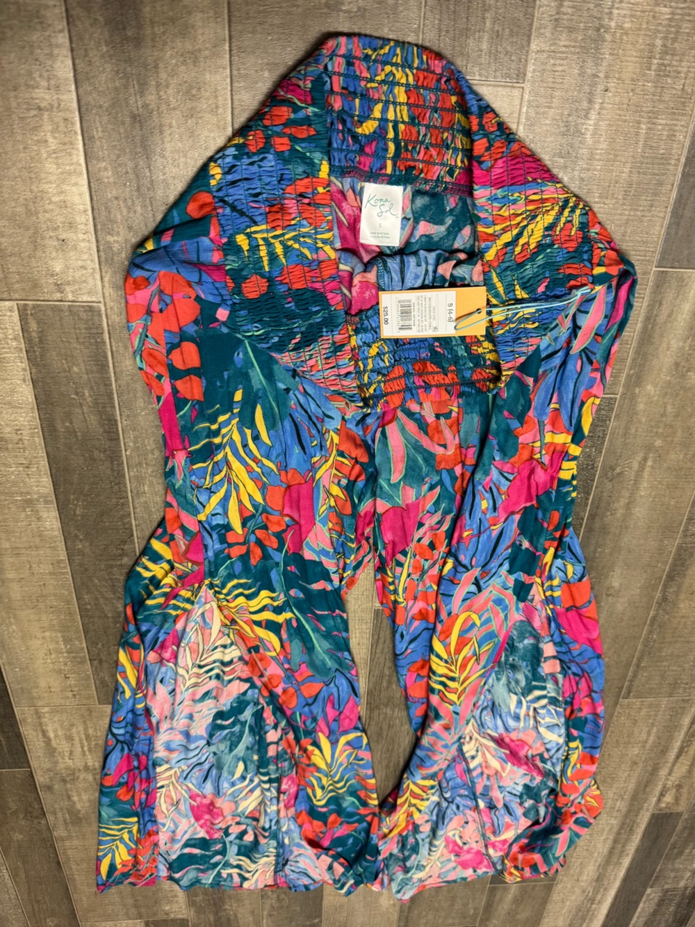 NWT-Kona Sol Women’s Tropical Wide-Leg Split Pants Boho Travel Beach Size Small - Picture 10 of 12